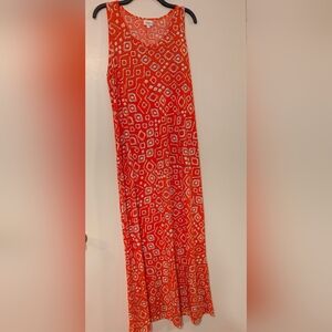 LuLaRoe Dani Maxi Dress XL NWOT Orange White Geometric Tribal Sleeveless Tank
